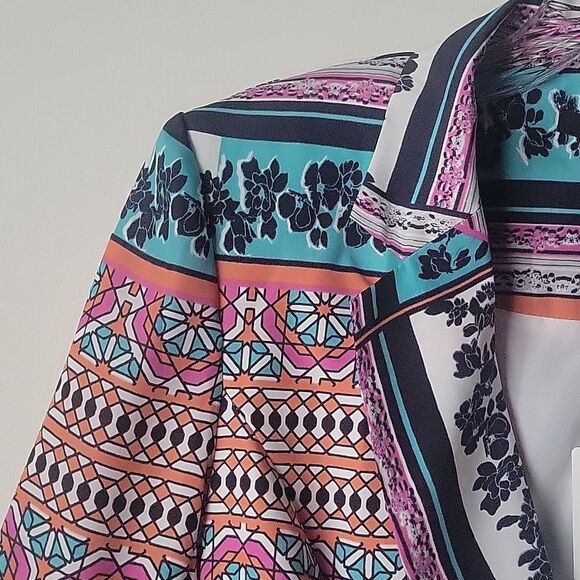 NWT Ladakh Scarf XS 2 Print Cropped Boho Office Blazer Colorful Jacket Bolero - Picture 7 of 16